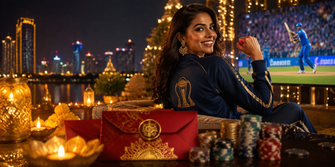 Festive Diwali lighting with cricket betting theme during IPL season in Bangalore