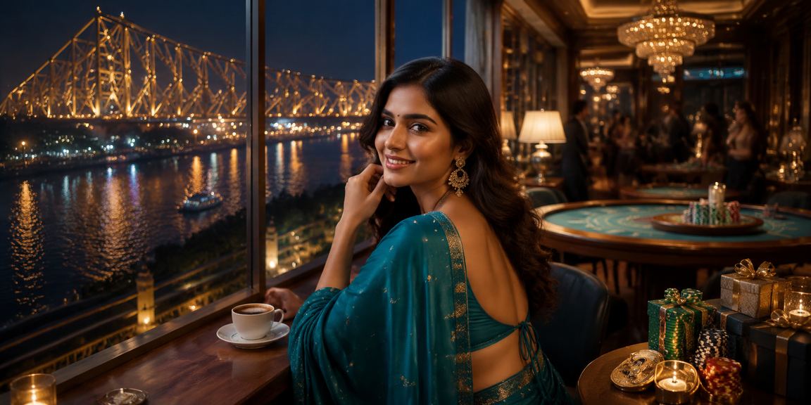 Elegant lady enjoying casino betting in Kolkata